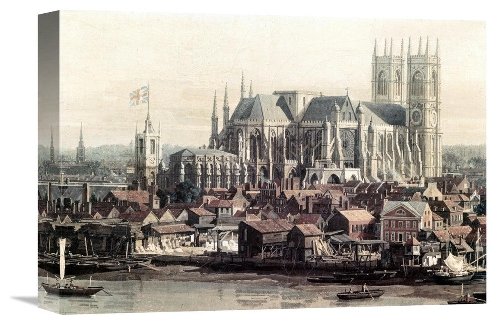"View of London With The Thames - Detail" Canvas Giclee by Canaletto, 16"x11"