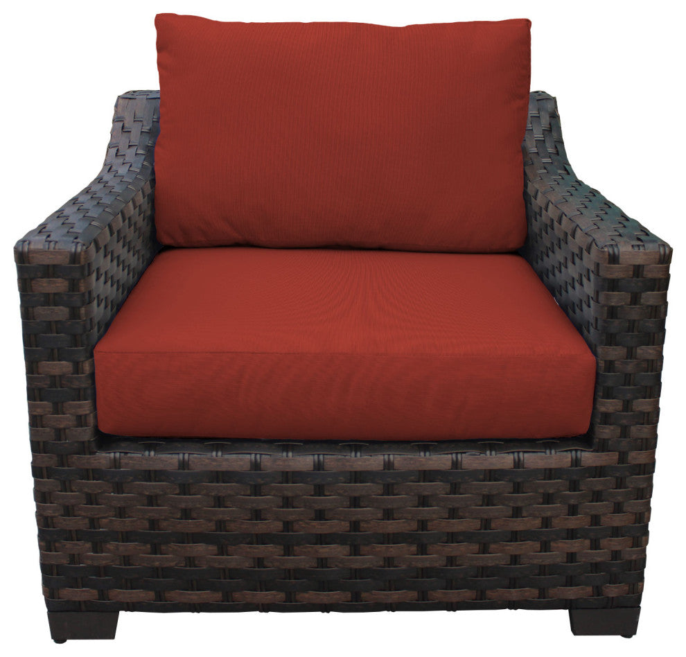 kathy ireland River Brook 4 Piece Wicker Patio Furniture Set, Cinnamon