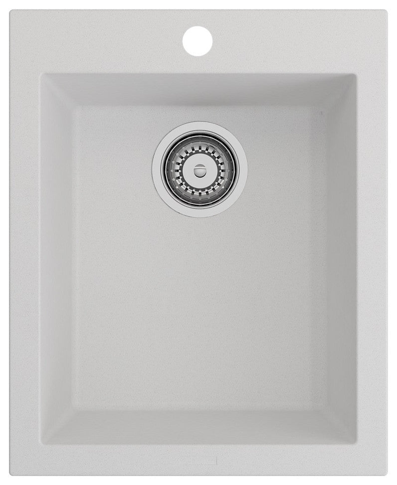 BOCCHI 1608-507-0126 Granite 16" Single Bowl Bar Sink w/ Strainer in Milk White