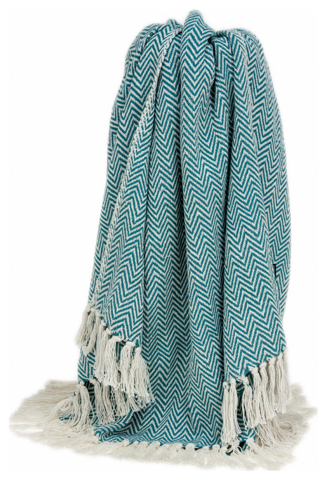 Handloomed Light Gray Cotton Throw Blanket With Tassels
