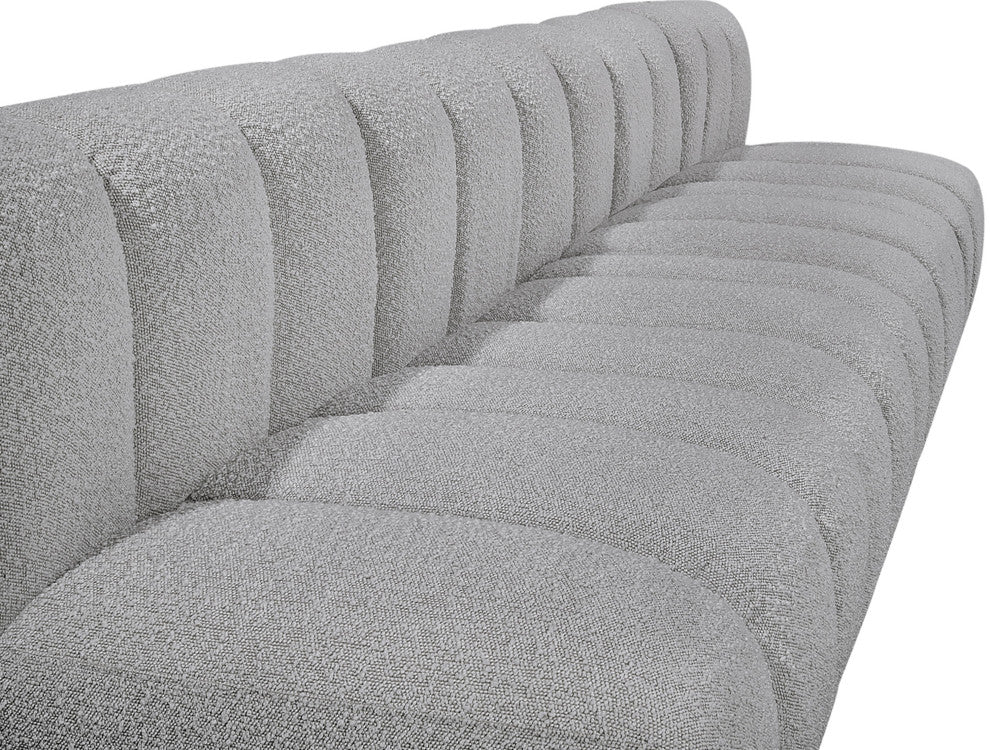 Arc Boucle Fabric Upholstered 7-Pc. S-Shaped Modular Sectional, Grey
