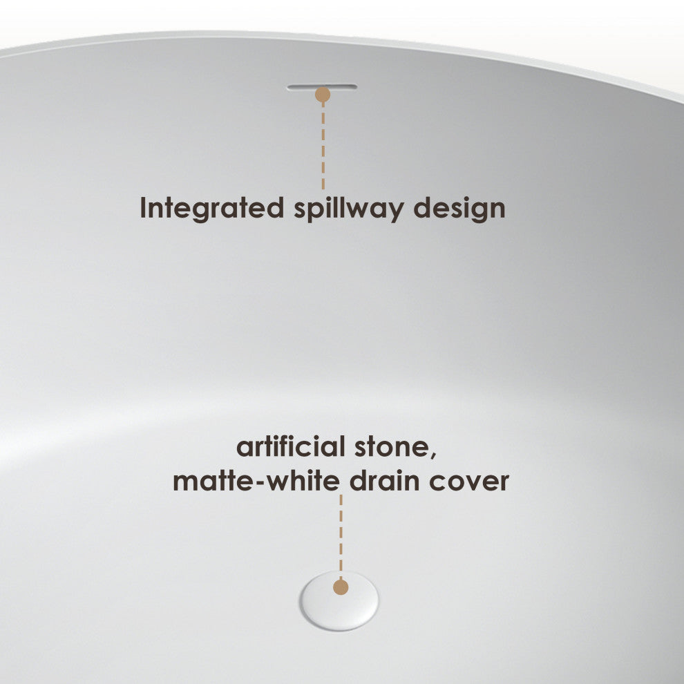 Vespa Flatbottom Freestanding Solid Surface Soaking Bathtub