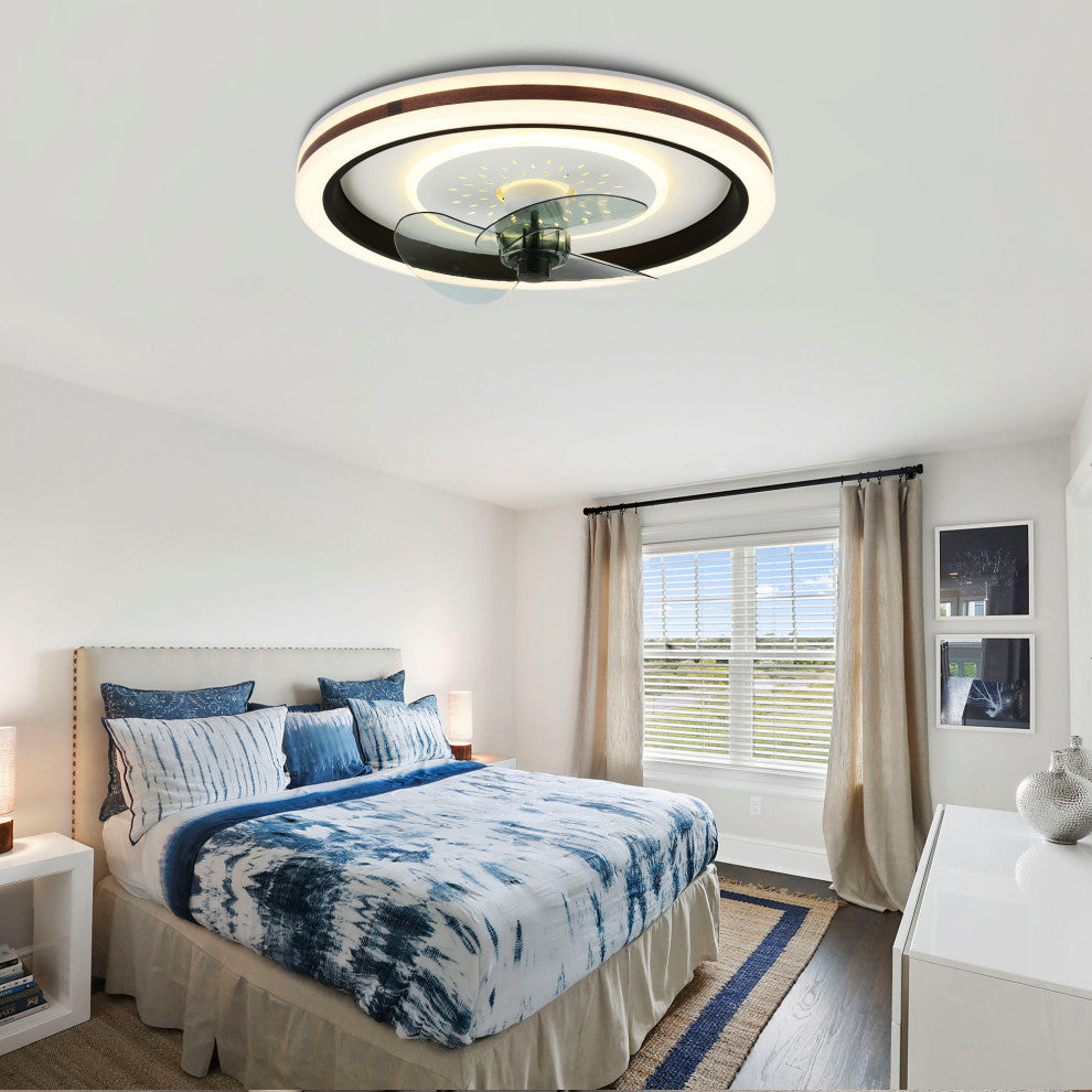 Bella Depot Modern Flush Mount  Reversible Ceiling Fan with Remote and LED Light