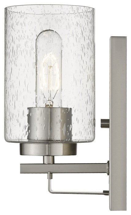 Silver Metal and Textured Glass Wall Sconce