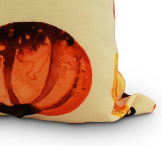 Gourds Galore Light Yellow Fall Print Outdoor Decorative Throw Pillow, 20"