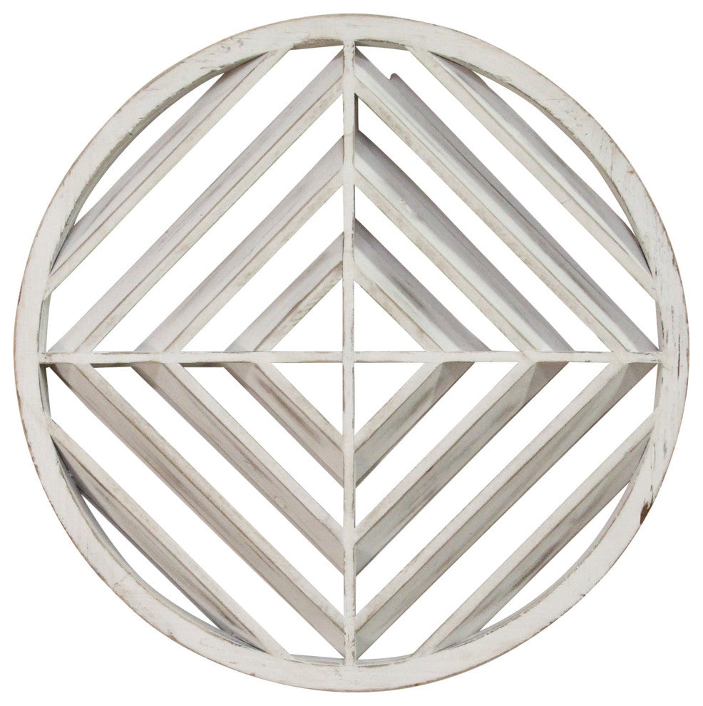 HomeRoots Modern Scandinavian Inspired White Wood Medallion Wall Decor