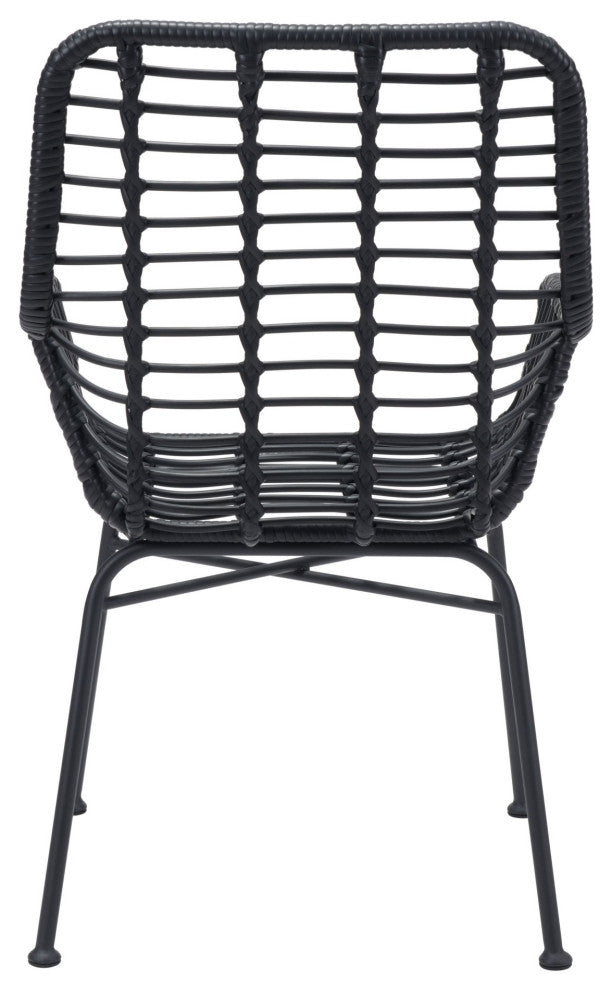 Dining Chair, Set of 2, Aluminum, Metal, Black, Outdoor Patio Balcony Garden