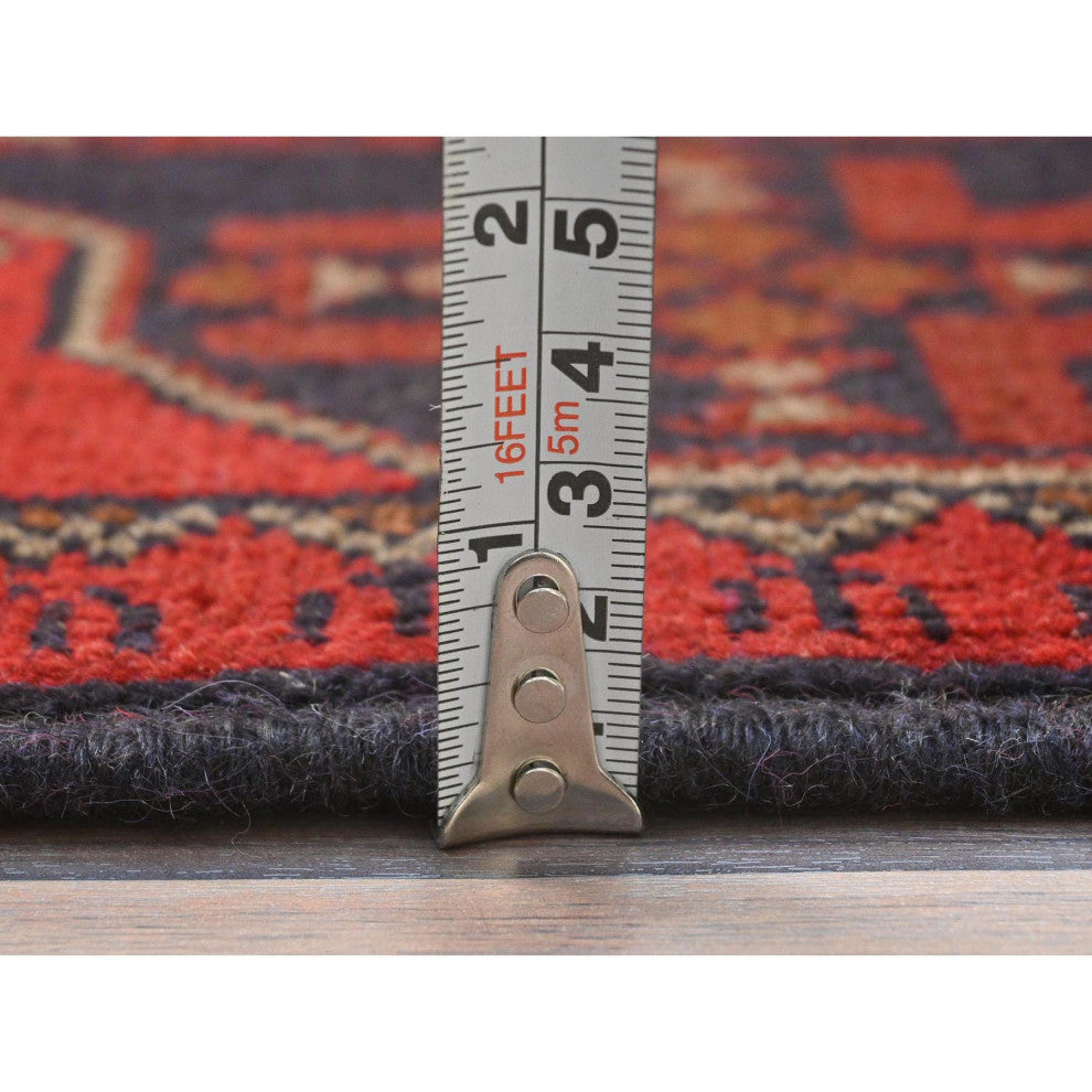 Red, Afghan Andkhoy, Wool, Hand Knotted Oriental Rug, 4'1"x6'3"