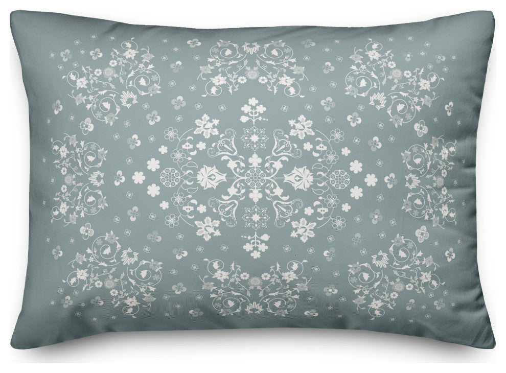 Blue Floral Persian 14x20 Spun Poly Pillow