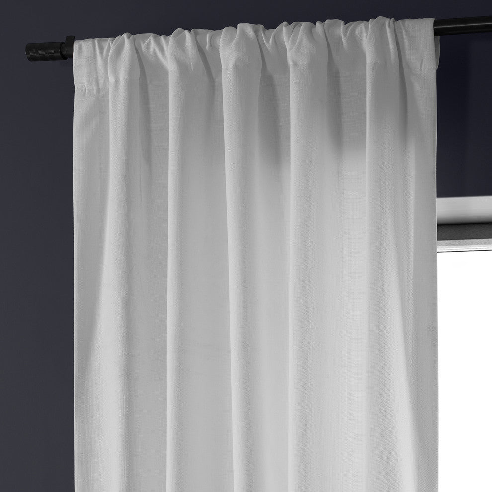 Italian Faux Linen Curtain Single Panel, Dove White, 50"x108"