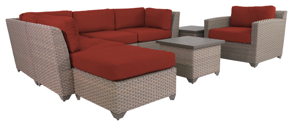Florence 8 Piece Outdoor Wicker Patio Furniture Set 08g, Terracotta