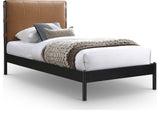 Abigail Upholstered Bed, Cognac, Twin, Vegan Leather