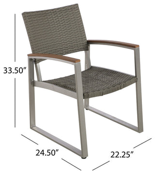 GDF Studio Tabby Outdoor Al 7Pcs Dining Set With Chairs, Silver/Gray Wicker