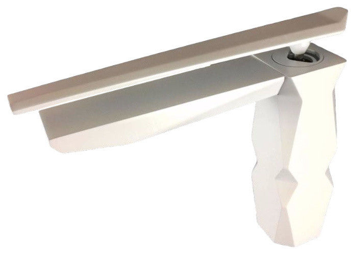 Ikon Polished Chrome High End Bathroom Faucet, White, Without pop-up drain