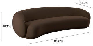 Kendall Cream Velvet 120" Sofa, Chocolate Brown