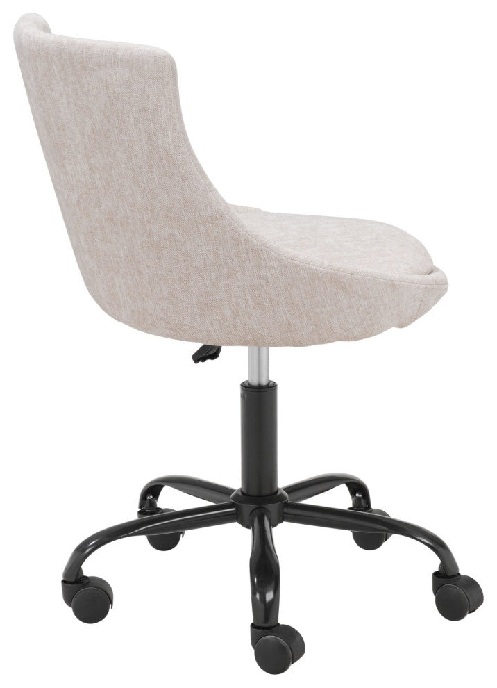 Computer Work Chair, Steel Metal, Fabric, Beige, Black, Home Business Office