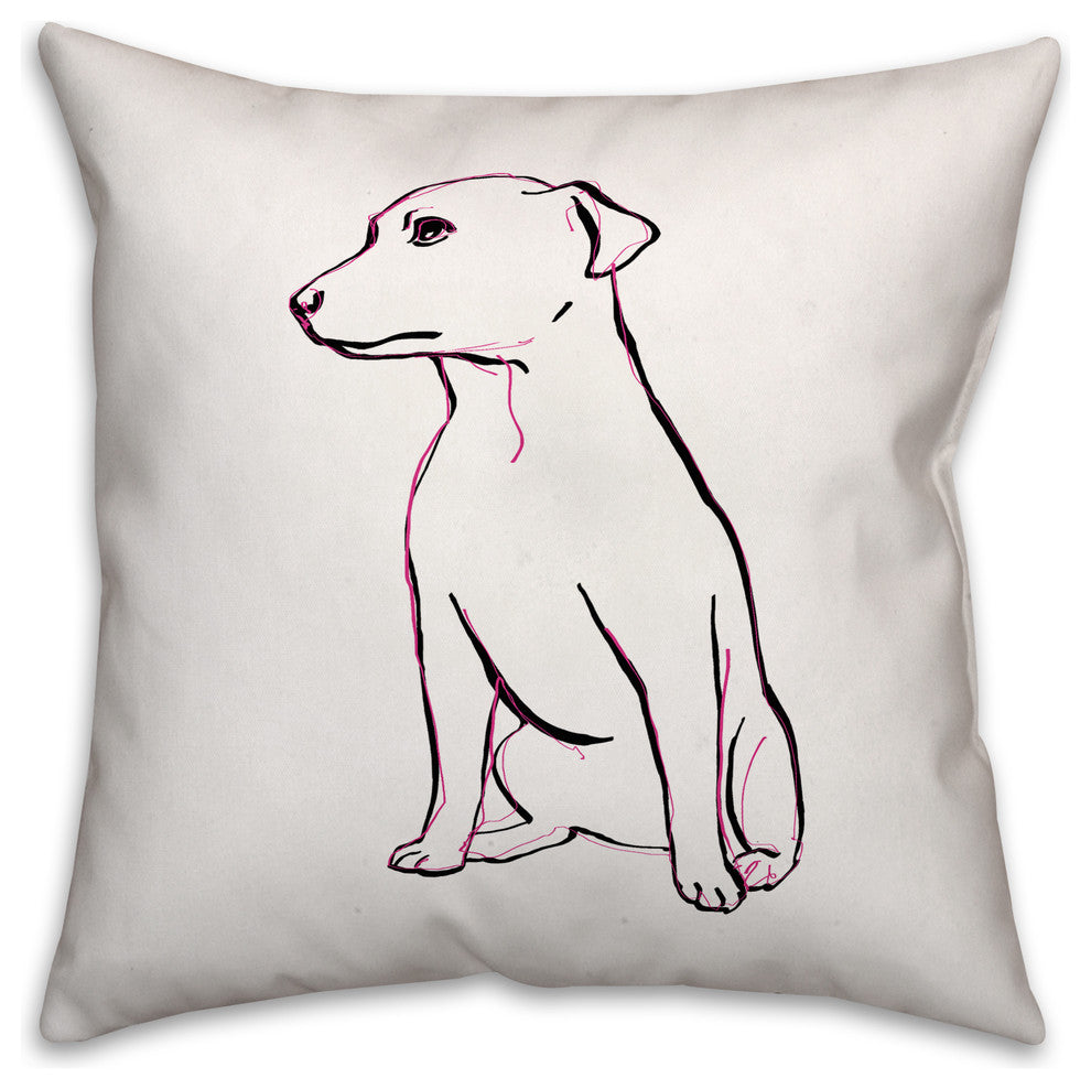 Sitting Pink Pup 18x18 Spun Poly Pillow