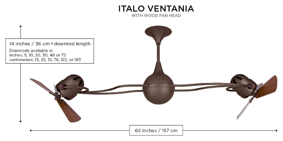 Italo Ventania Rotational Ceiling Fan With Mahogany Blades, Polished Chrome