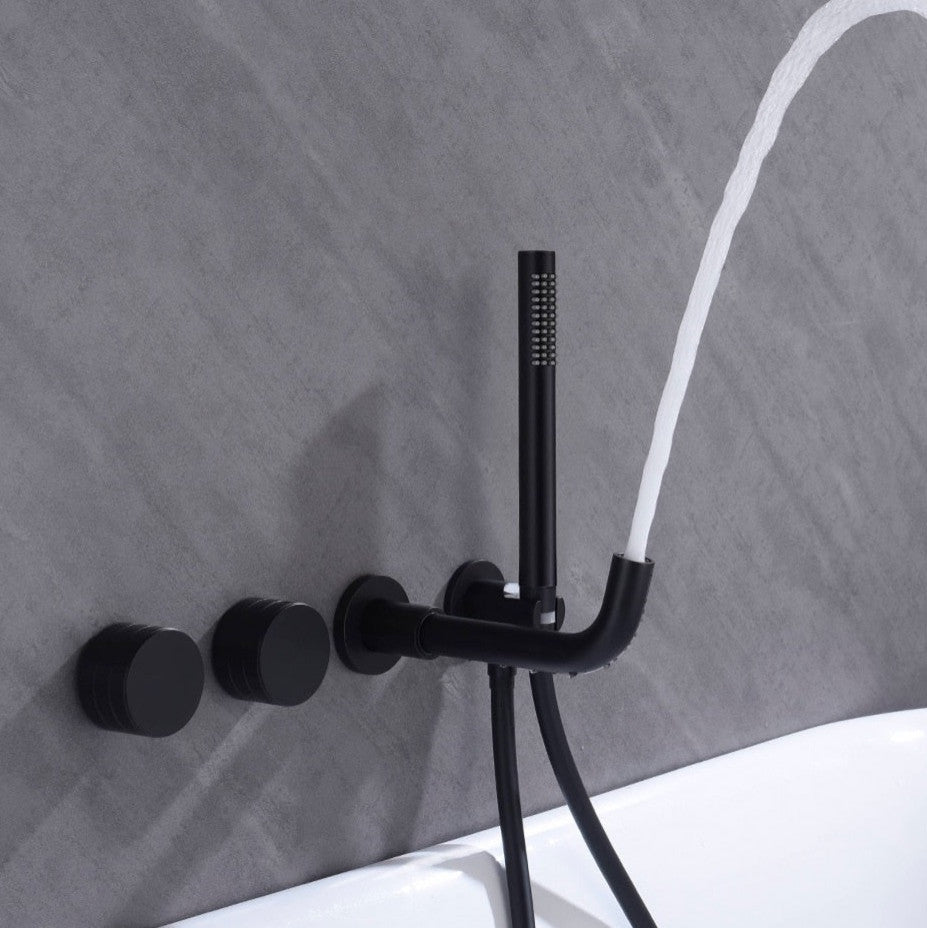 Bathroom Shower Faucet Set Mixer Valve With Bathtub Filler, matte black