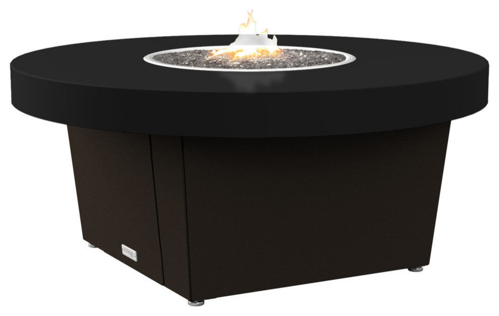 Circular Fire Pit Table, 48", Natural Gas, Black Powdercoat Top, Bronze