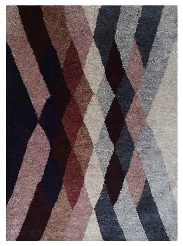 Hand Knotted Silk Area Rug Contemporary Multicolor