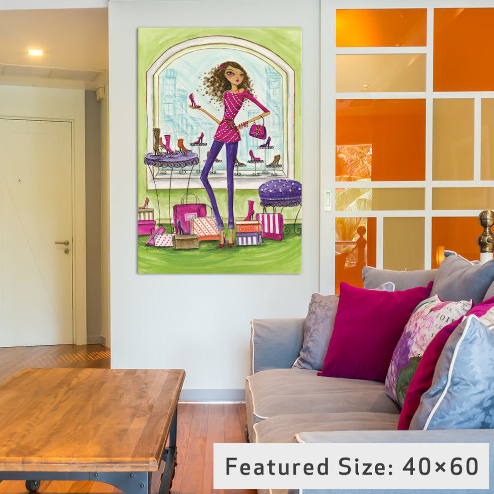 iCanvas Shop the City Shoe Shop Gallery Wrapped Canvas Art Print by Bella Pilar