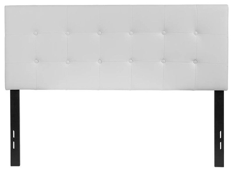 Lennox Tufted Upholstered Full Size Headboard in White Vinyl