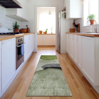 Premium Machine Washable Mayfield AMF547 Green 2'3" x 7'6" Runner Rug