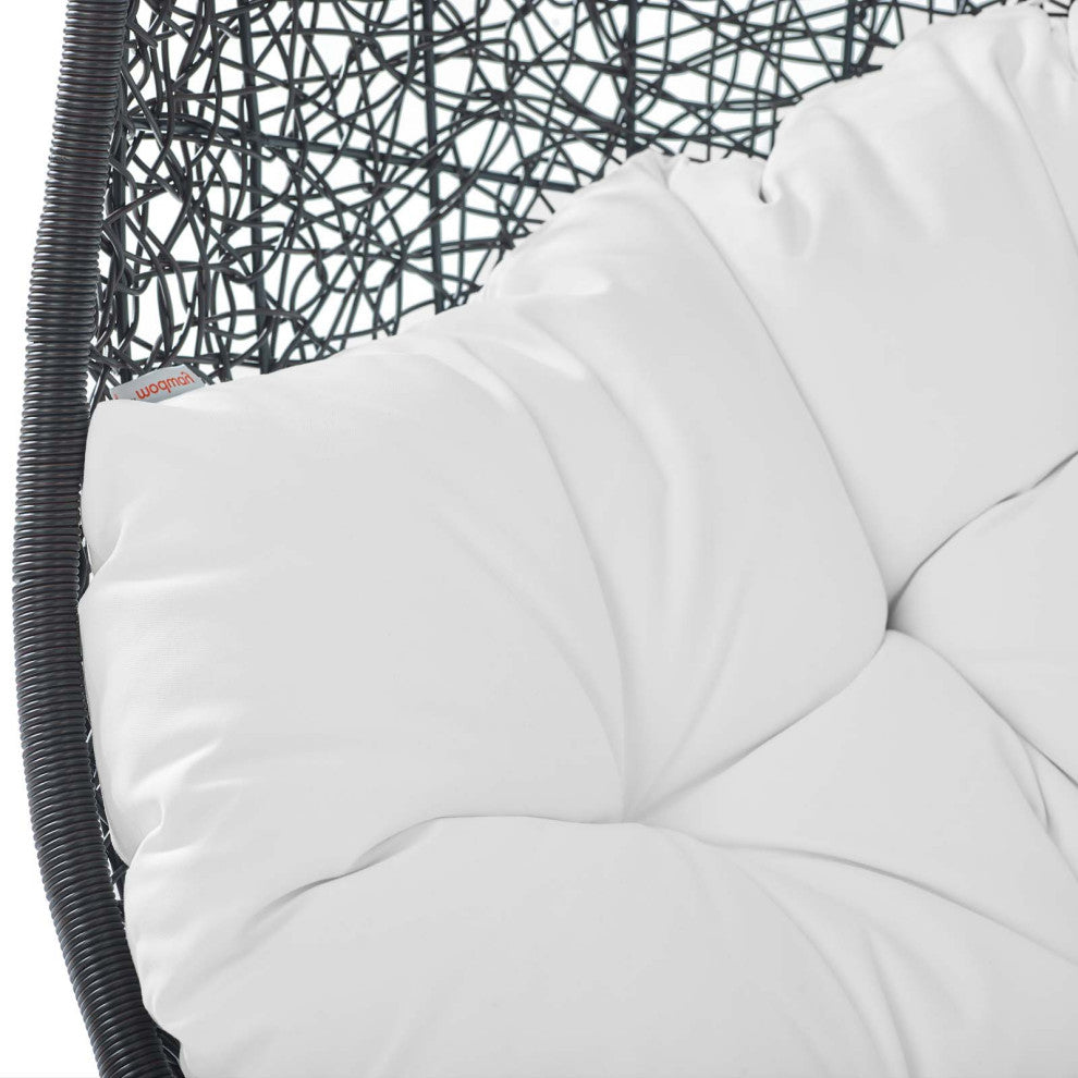 Swing Lounge Chair, Black White, Outdoor Patio Balcony Cafe Bistro Garden