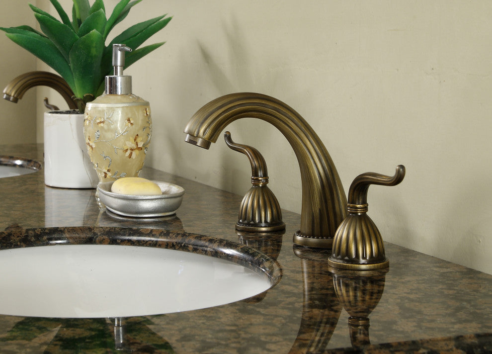 Cassandra 60" Dark Cherry Double Sink Bathroom Vanity, Baltic Brown Granite Top