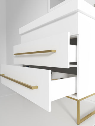 Fine Fixtures Modern Vanity Set, White, 36", Satin Brass Hardware