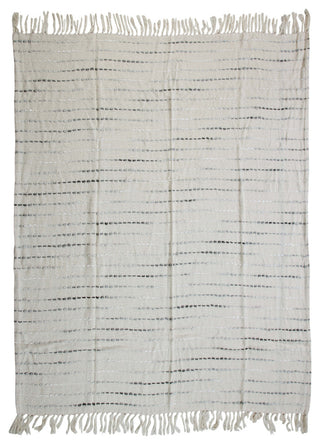 Shimmer Stripe Woven Throw Blanket with Fringe, Gray