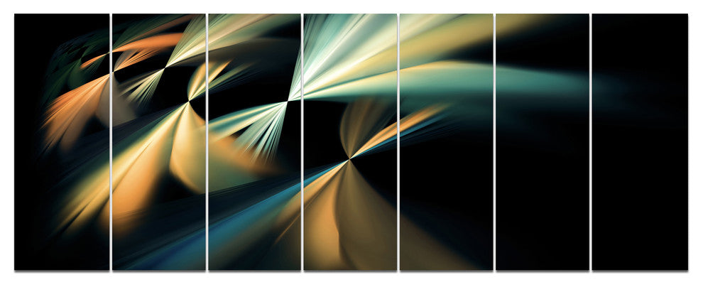 Floating Abstract Fractal Designs, Abstract Art on Canvas, 83"x32", 7 Panels