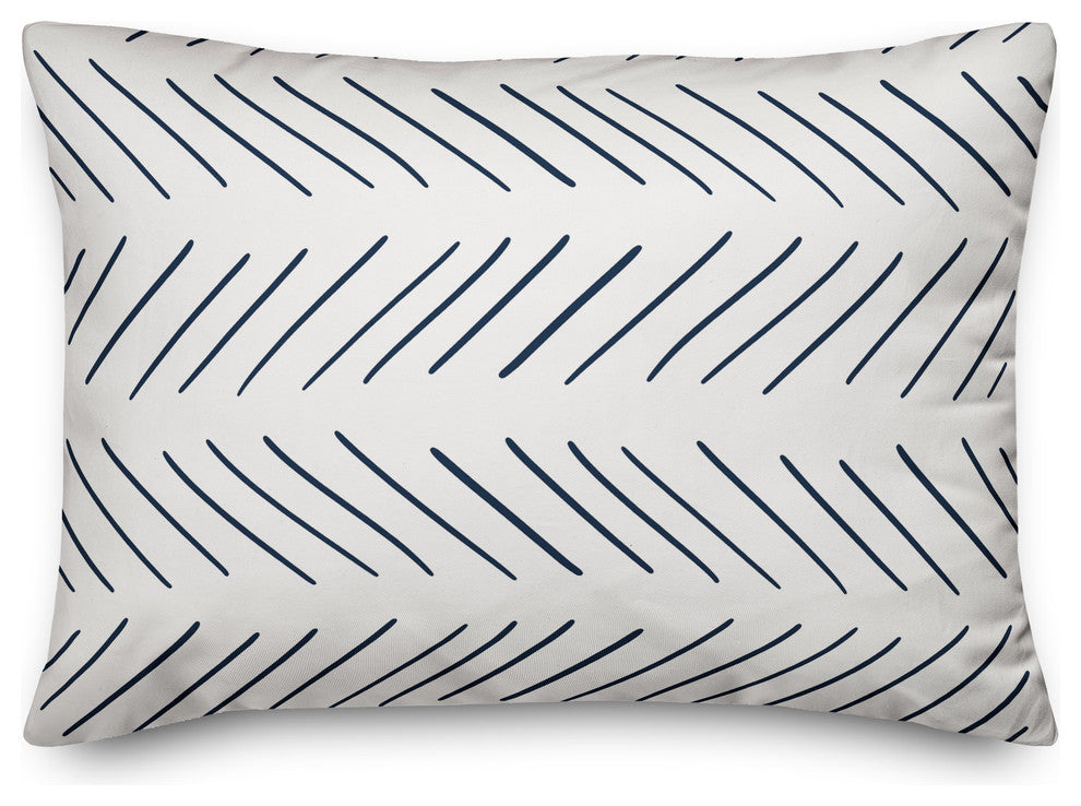 Navy and White Modern Chevron 14x20 Lumbar Pillow