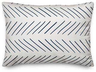 Navy and White Modern Chevron 14x20 Lumbar Pillow