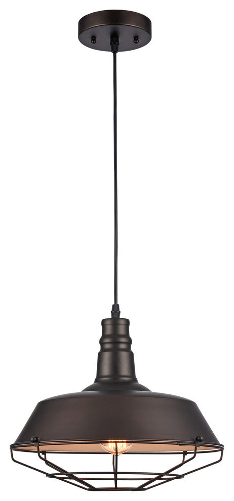 Friedrich Industrial Style 1-Light Oil Rubbed Bronze Ceiling Mini Pendant, 14"