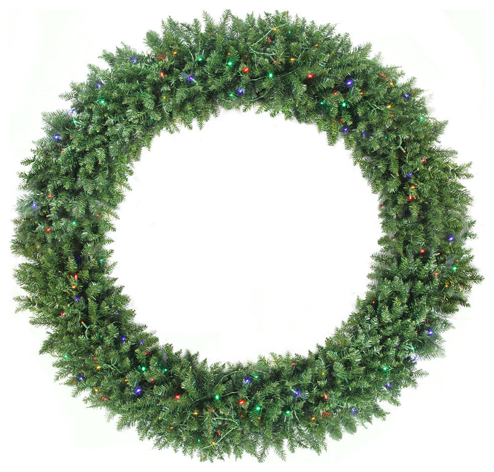 Pre-Lit Buffalo Fir Commercial Artificial Christmas Wreath, Multi LED Lights, 6'