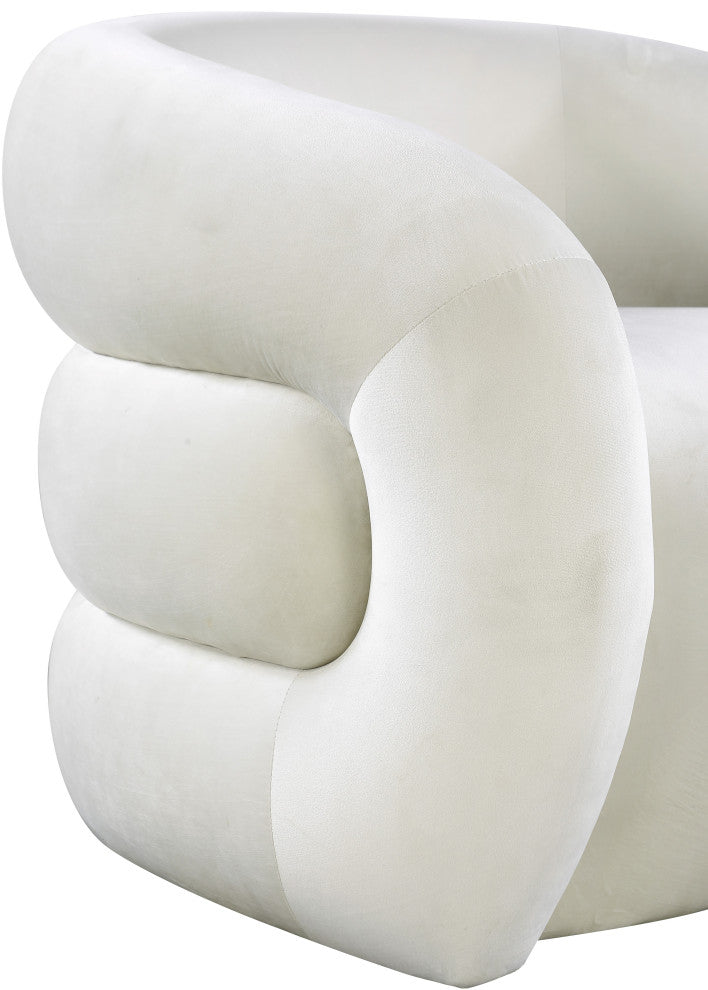 Roxbury Velvet Upholstered Accent Chair, Cream