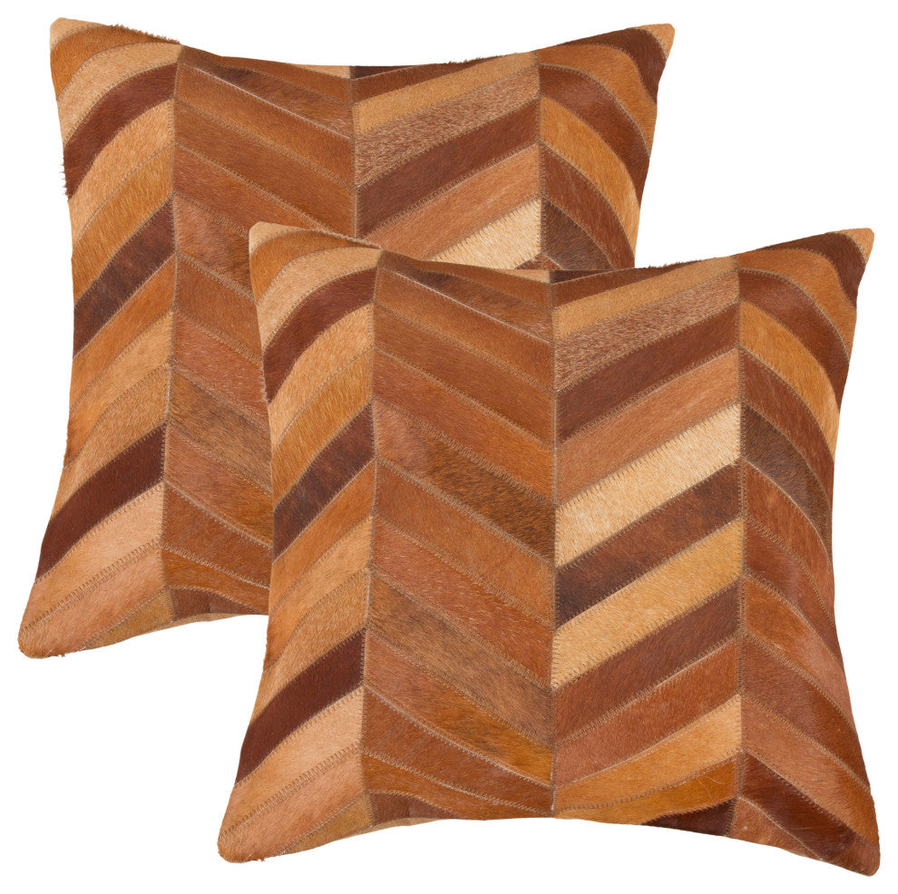 Natural Home Decor Torino Chevron Cowhide Pillow, 2-Piece