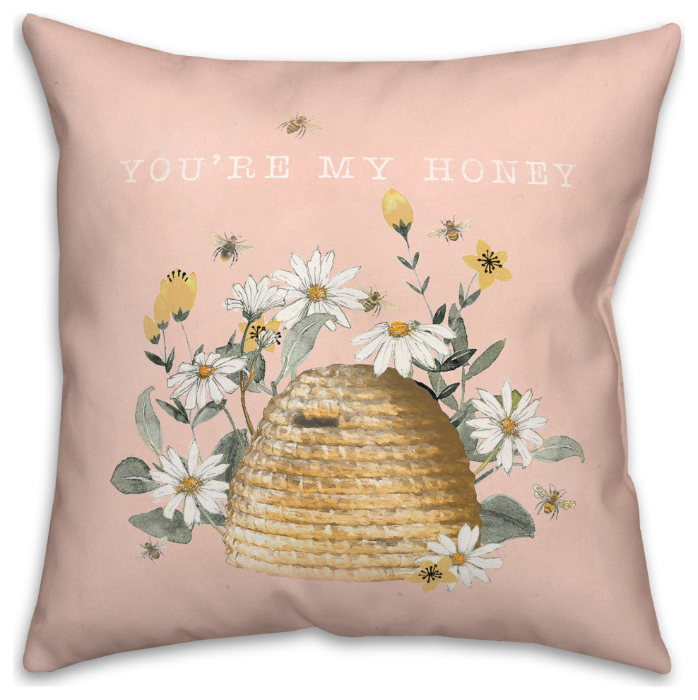 Honey Bee Hive 18x18 Indoor / Outdoor Pillow