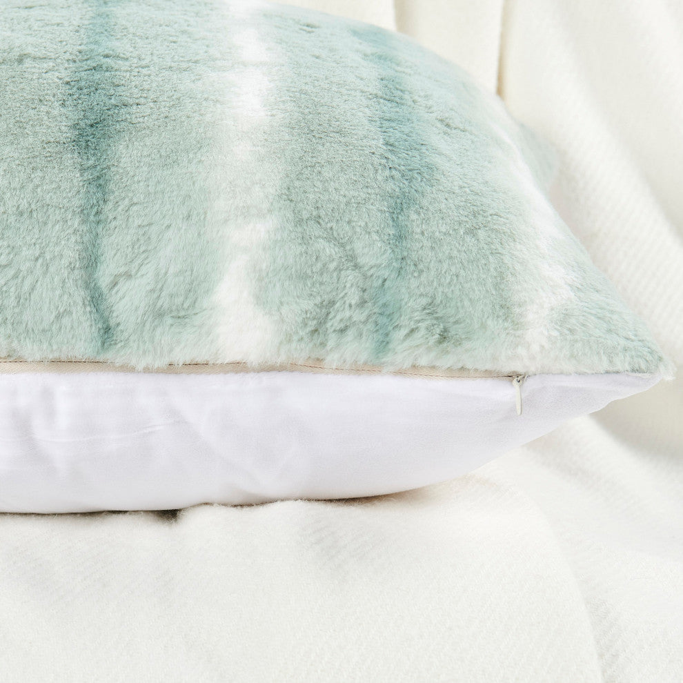 Amanda Stripe Faux Fur 2 Piece Pillow Shell Sets, Misty Blue, 20"x20"