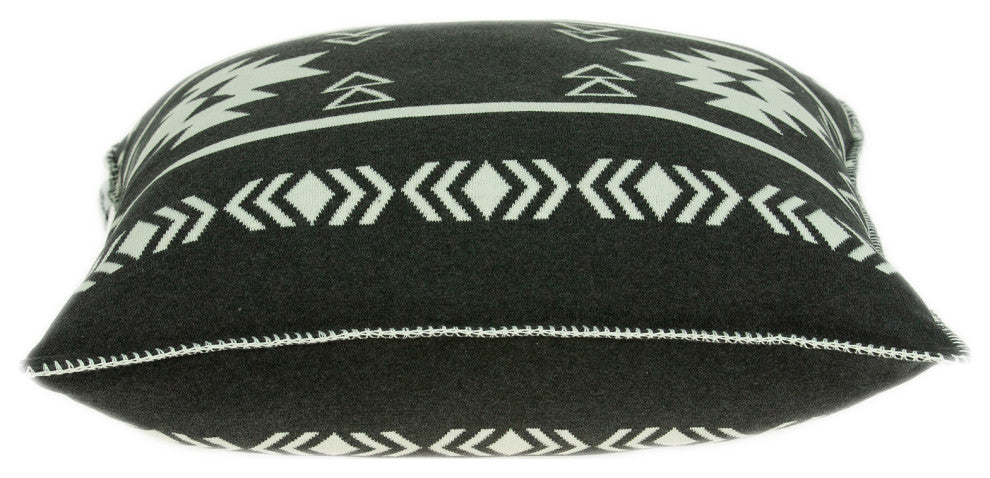 HomeRoots 20" x 7" x 20" Southwest Black Cotton Pillow Cover With Poly Insert