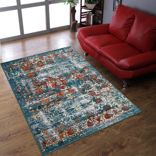 Machine Woven Heatset Polypropylene Area Rug Oriental Blue, [Rectangle] 9'x12'