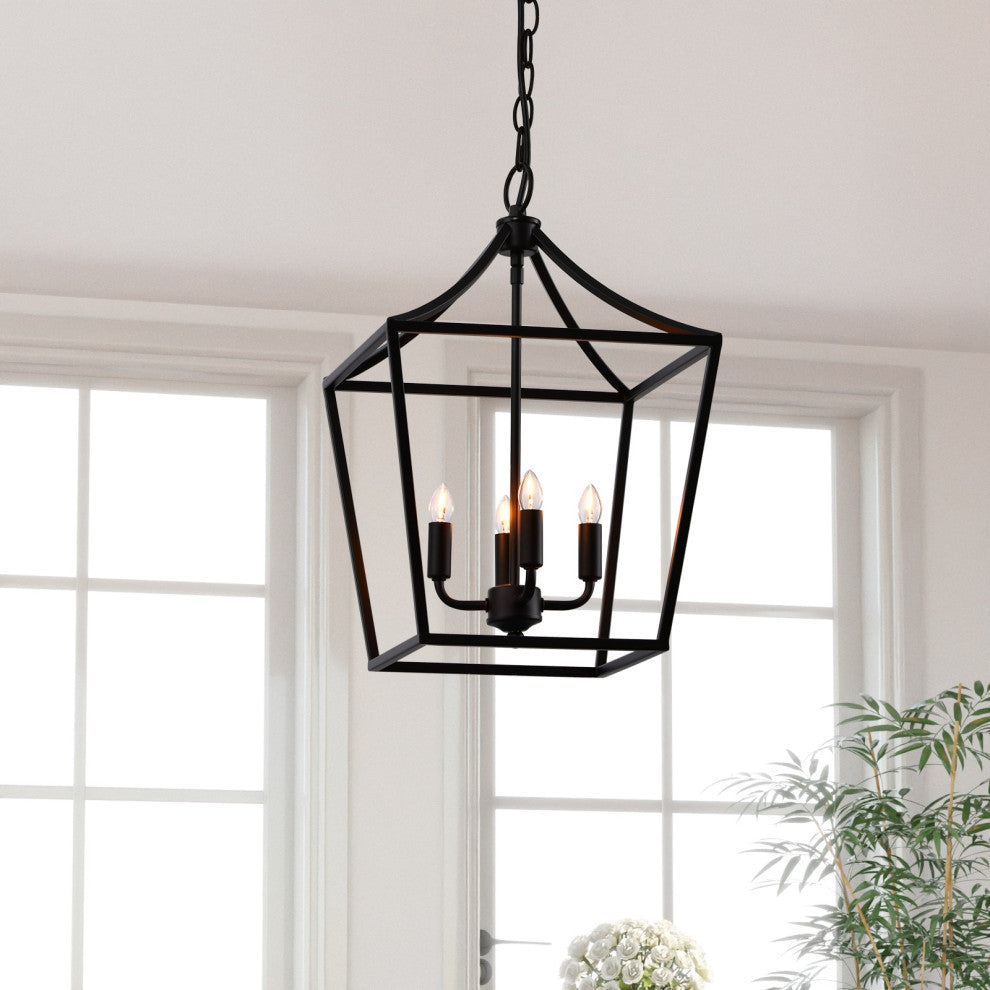 Lazzur Iton 4 Light 12" Matte Black Pendant