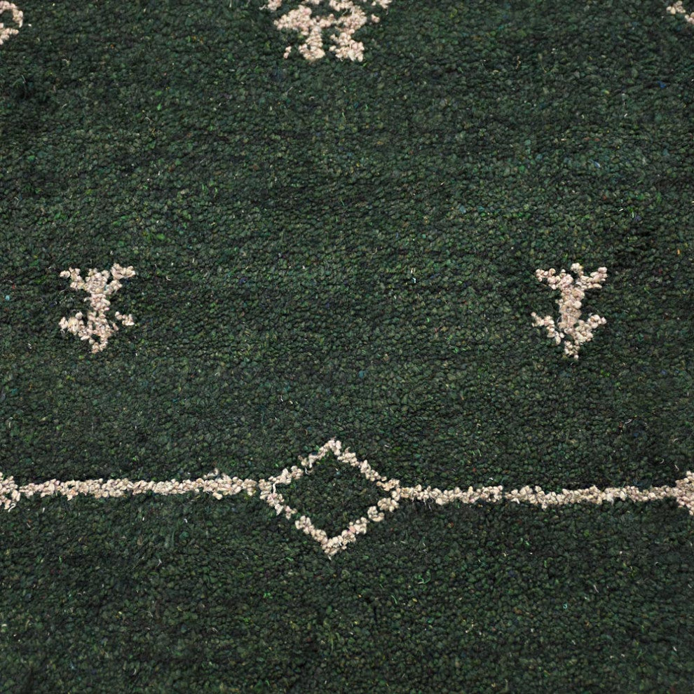 HAND KNOTTED LOOM SILK AREA RUGS-8'x10',Rectangle,Dark Green,Contemporary