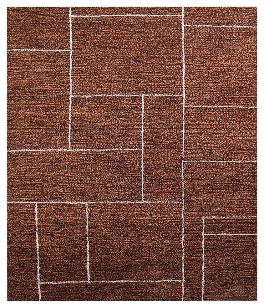 HAND KNOTTED LOOM SILK ECO-FRIENDLY RUGS-5'x8',Rectangle,Brown Beige,Geometric