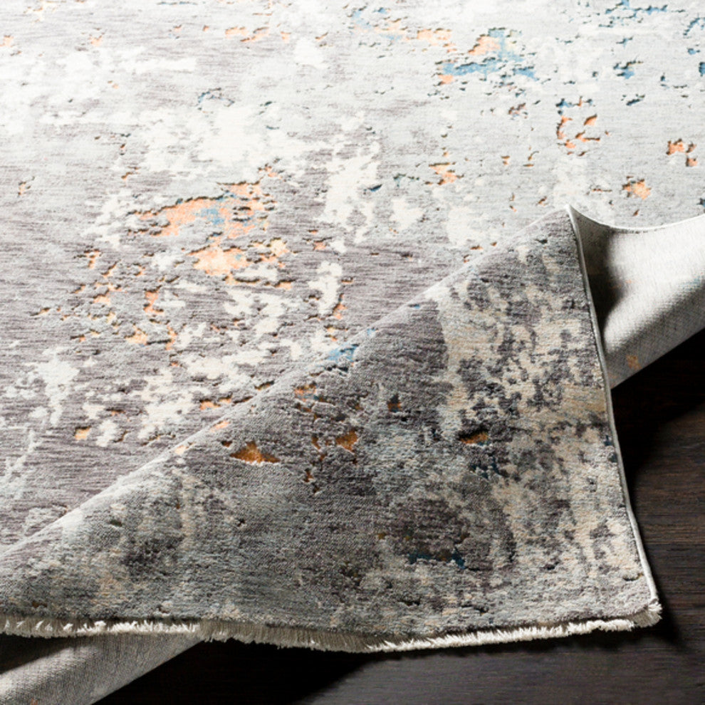 Surya Presidential PDT-2302 5'x8'2" Rug, Gray/Pale Blue/Burnt Orange/Peach/Ivory