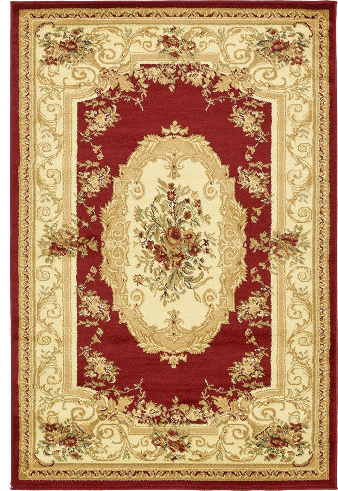 Unique Loom Red Henry Versailles 4' 0 x 6' 0 Area Rug