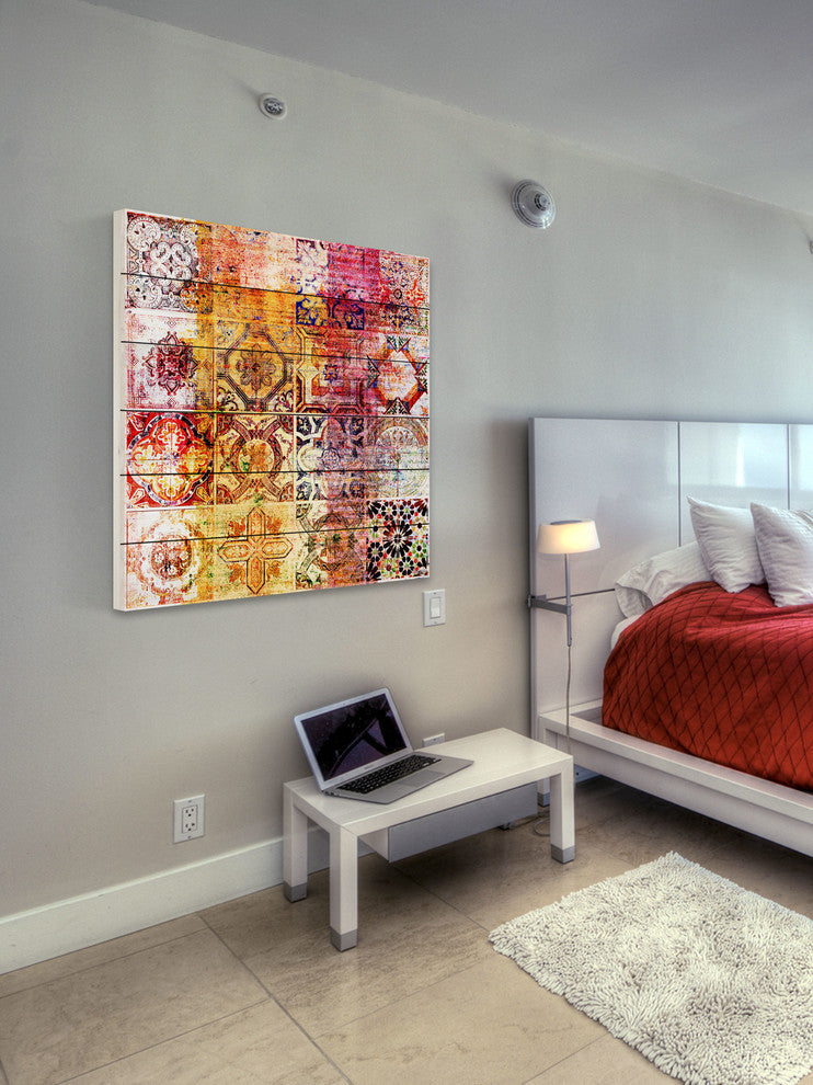 "Nador" Wall Art on White Wood, 32"x32"