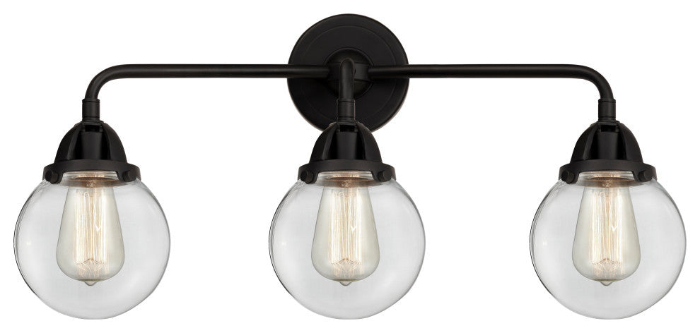 Beacon Bath Vanity Light, Matte Black, Clear, Clear